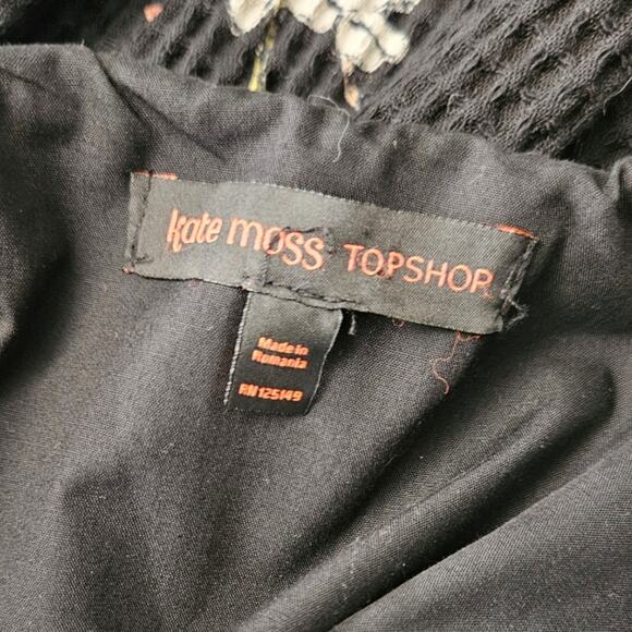 Kate Moss Topshop Black Waffle Knit Fit and Flare Party Dress sz 4 - Picture 2 of 6